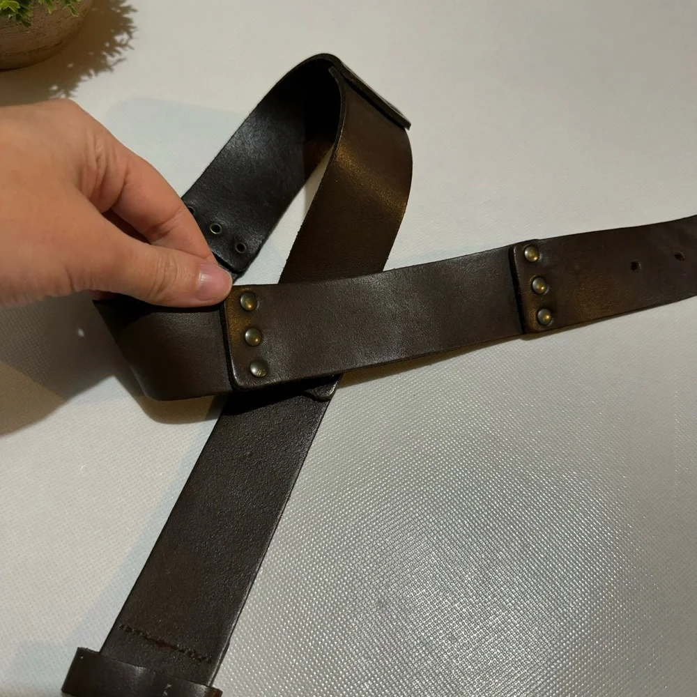 Vintage Y2K Maurices Genuine Leather‎ Brown Wide Belt Women’s Size Medium